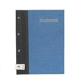 ROTH Zeugnismappe Bicolor mit Buchschrauben - Grey-Denim Blue - mit 12 A4 Klarsichthüllen, erweiterb