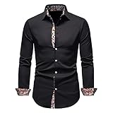 PRJN Herren Herbst Paisley-Hemd Langarm Blumendruck Lässiges Retro Button-Down-Hemd Herren-Blumenhemd Lässige Button-Down-Langarm-Blumendruckhemd Baumwolle Herren-Blumenhemd mit B