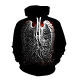 MITEHUAH Neue Herren Hoodie Frühling und Herbst Casual Pullover Pullover Personalisierte Schwarz Top 3D Schädel Digitaldruck (Color : B, Size : M)