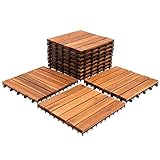 SWANEW Holzfliesen 55-er Kachel Set,5m², geeignet als Terrassenfliesen und Balkonfliesen, aus Akazien Holz, 30x30 cm, für Garten Terrasse Balk