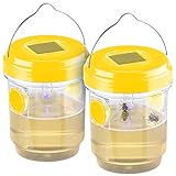 Exbuster Wespenfalle: 2er-Set giftfreie Solar-LED-Insektenfalle z. Aufhängen oder Hinstellen (Fruchtfliegenfalle)