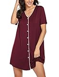 ADOME Nachthemd für Damen Umstands-Pyjama, Nachthemd, Nachtwäsche, Schwangerschaft, Stillen, Kurzarm, Krankenhauskleid Gr. 42, R