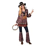 Damen Hippie Kostüm Gr. 42/44 Tunika Schlaghose Coachella Style 70er J