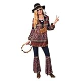 Damen Hippie Kostüm Gr. 42/44 Tunika Schlaghose Coachella Style 70er J