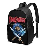 ETNNTOPEL Final Fantasy NES Box Art Retro Videospiel Laptop Rucksack College Schule Büchertasche Daypack USB Port für Frauen Männer M