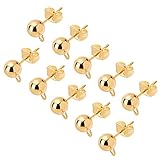 UNICRAFTALE Ca. 30 Stück Golden Ball Post Ohrstecker Mit Ohrmuttern Edelstahl Ohrstecker Ohrstecker Mit Schlaufenohrring Befunde Ohrring Komponente Für DIY Schmuckherstellung