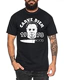 Carve Diem - Herren T-Shirt Halloween Michael Horror Myers Pennywise Man 13 Jason Voorhees Nightmare, Farbe:Schwarz, Größe:XXL