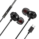 Kopfhörer In-Ear Ohrhörer mit Mikrofon, Premium-Audioqualität, verstärktes Kabel, Headphones mit Bass Typ C USB-C In-Ear-Kopfhörer Headset Ohrhörer Mit drahtgesteuertem Mikrofon (schwarz)