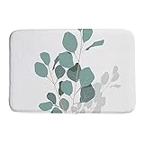 Badematte Bad Wanne Teppich rutschfeste Eukalyptusblätter Mint-Farbe wasserabsorbierend Coral Velvet Dusche maschinenwaschb