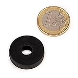 magnets4you - Starker Neodym Ringmagnet mit Gummimantel | Ø 25x6,3mm, Innendurchmesser Ø 7,5mm | schwarz | Magnet zum Verschrauben | wasserfest,