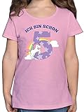 Shirtracer Geburtstag Kind - Ich Bin Schon 5 Einhorn -F131K - Mädchen Kinder T-Shirt , 01 Rosa , 116