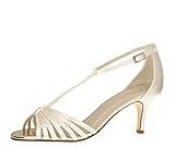 Rainbow Club Brautschuhe Estelle - Pumps Riemchen Sandale Ivory Satin - Gr 36.5 EU 3.5 U