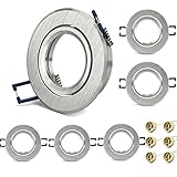 KYOTECH Einbauleuchten rahmen GU10 6er Set Gebürstetes Aluminium Schwenkbar 45 ° Einbauspots Einbauleuchten für Halogen Leuchtmittel LED-Modul MR16, inkl. GU10 Fassung für 230V