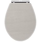 nuie OLF299 York Traditioneller Toilettensitz mit Absenkautomatik, Holzmaserung, 60 x 350 x 451 mm, Steing