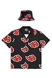 Akatsuki Poloshirt Uchiha Itachi Kurzärmeliges T-Shirt V-Ausschnitt Hemd mit Knöpfen für H