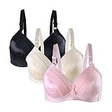 Sourcingmap Women Comfortable Basic Freedom Wirefree Bra 3 PCS Black+Cream+ Pink 95C