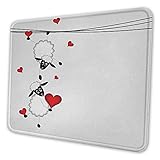 Tier benutzerdefinierte Mauspad Schaf Paar mit Herz Formen in Liebe Valentinstag hängen auf Spaß Comic Cartoon Mauspad für Schreibtisch Computer rot weiß schw