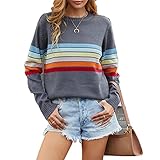 KXZD Pullover Damen Bluse Langarm Shirt Tunika Tshirt Kleidung Oberteile Tops Strickpullover Winter Langarm Casual Pullover Rundhals Lose Mode Sweatshirt Festliche Weihnachten H