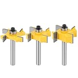 WSOOX 3 Stücke 1/4' Schaft 4-Flügel Rabbet Fräser Bit Set, Schlitzfräser mit Lagern 1/4', 3/8', 1/2'Schnittbreite Hartmetall Holzfräser Fräser, T-Nutfräser Holzbearbeitungswerkzeug