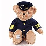Pzpgeq Niedliche Plüschtier Flugzeug Flugzeug Kapitän Bär Pilot, Uniform Bär, Teddybär Spielzeug weiche Puppe, Geburtstagsgeschenk fü