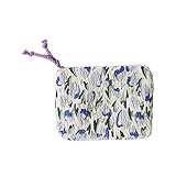 SANWOOD Niedliche Mini-Kartentasche für Damen, Münzgeldbörse, Blumendruck, exquisites Design, mehrfarbig, Reißverschluss-Design, Mini-Geldbörse für Frauen – Blau S