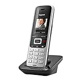 Gigaset S850HX - Schnurloses DECT-Telefon zum Anschluss an vorhandene DECT-Basis – Mobilteil mit Ladeschale – Headsetanschluss – Freisprechfunktion, platin-schw