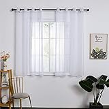 Gardinenschals und Vorhänge Weiß Stores Gardinen mit Ösen Wohnzimmer Kurz Gardinenschals Vorhang Weiss Ösenschal Transparent Dekoschals 2 Stücke 138x140 cm Gardinen Schlafzimmer Ösenvorhang Bü