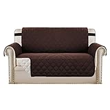 Sofa Cover Sofa Schutzhülle Sofa Protector für Hunde Haustiere, wattierte Quick Drape Reversible Möbelhülle, mit breiteren Trägern im Raum bleiben, (Zweisitzer/Love Seat - Braun/Beige)