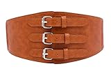 Damen Obi Gürtel Vintage breite elastische Taille Band verstellbar dehnbare Cinch Triple Breasted Gürtel (braun, one size)