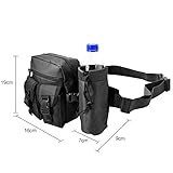 HoYiXi Tragbar Taktisch Hüfttasche mit Trinkflasche Behälter Gürteltasche zum Wandern Radfahren Klettern Angeln Wasserdicht militärisch Taille Gürtel Multifunctional Bauchtasche-Schw