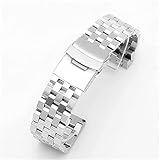 JZDH Uhren Zubehör Watch Strap 18mm 20mm 22mm 24mm 26mm Quick Release Edelstahlband Männer Frauen Massiv Metall Armband Zubehör Schwarz Silber Armband (Color : 20mm, Size : Silver)