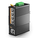 MokerLink 5 Port PoE Gigabit Industrial DIN-Rail Ethernet Switch, 60W PoE+ Leistung, 14Gbit/s Schaltkapazität, IP40 Unmanaged Network Switch (-40 bis 185°F), mit N