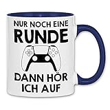 wowshirt Tasse Nur Noch Eine Runde Dann Höre Ich Auf Gamer Geek Zocker, Farbe:White - Navy