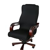Gaeruite Stuhlhusse Bürostuhl Schreibtischstuhl Drehstuhl Bezüge ,Dehnbar Rotierenden Sessel Cover Schonbezug (L, Black)