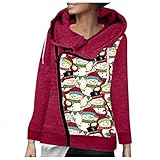 XUNN Damen Sweatshirt Weihnachts-Hoodie Casual Lose Kordelzug Pullover Hoodie Langarm Sweatshirt Winter Warm Weich Hoodie Pullover Mit Kapuze Winterpullover Sweater Langarm Kapuzenpullover O