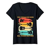 Damen Yes I Really Do Need All These Guitars Vintage Funny Gift T-Shirt mit V