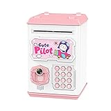 PENGYMY Sparbüchsen Elektronischer Fingerabdruck Gesichtserkennung Sparschwein Passwort Geldbox Speichern Box für Münzeinzahlungsbanknote Safe Kind Geschenk (Color : Pink Pilot)