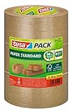 tesapack Papier Standard - Umweltschonendes Paketband aus Papier, 56 % biobasiertes Material - Effizient und recyclingfreundlich - Braun - 3x 50 m x 50