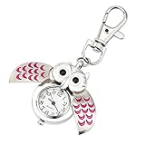 Spaufu – Taschenuhr in Eulenform als Schlüsselanhänger für Auto, Rucksack, Handtasche, Taschen, als Hängeornament für Herren, Damen, Mädchen als Geschenk oder Zubehö