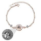Personalisiertes Projektionsarmband Personalisiertes Armband Fotoarmband 100 Sprachen Armband ICH LIEBE DICH Armband(Roségold Schwarzweiß1)(Roségold Schwarzweiß1)