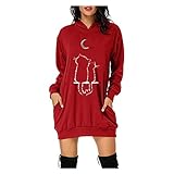 Valentinstagkleid Damen Große Größen Valentinstagpullover Langarm EleganSexy Lang Hoodie Kleid Oversized Minikleider Pullover Pulli Kleider mit Kapuze Sweaterkleid Herbst Winter Mini Kleid Winterk