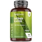 Grüner Kaffee Kapseln - 7000mg je Kapsel - Mit Chlorogensäure & Koffein - Vegan & Vegetarisch - 90 Kapseln - Natürliche & Geprüfte Inhaltsstoffe - Green Coffee - Von WeightW