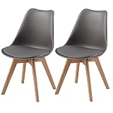 ALBATROS Esszimmerstühle AARHUS 2-er Set, Grau mit Beinen aus Massiv-Holz, Eiche, skandinavisches Retro-Desig