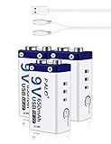 CITYORK 9V 650mAh Lithium-Akku 1,5 Stunden Schnellladung per Micro-USB, Geringe Selbstentladung für Rauchmelder, Mikrofon, Tastatur und Mehr (3er-Pack)