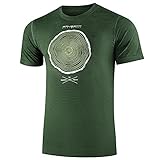 BRUBECK Merino Shirt Herren Kurzarm - Trekkingshirt mit Aufdruck für Männer - T-Shirt - Funktionsshirt atmungsaktiv - Wandershirt - Freizeitshirt - 27% Merino - Gr.L, D. Grün - Baum - SS12650