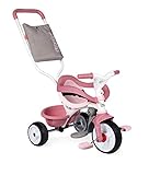 Smoby 740415 - Be Move Komfort rosa - Kinderdreirad mit Schubstange, Sitz mit Sicherheitsgurt, Metallrahmen, Pedal-Freilauf, für Kinder ab 10 M