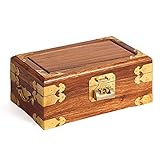 zlw-shop Schmuck Organizer Antike Schmuckkasten Orientalischer Holzschmuck Aufbewahrungsbox mit Spiegel und Schloss für Schmuck Halskette Ohrringe Lagerung Schmuckkästchen (Color : A)