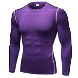 T-Shirt Herren Eng Training Sport Fitness Laufen Langarm Herren Schweiß Schnell Trocknende Kleidung Herren Langarm T-Shirt Herren Sweatshirt C-Purple S
