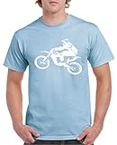 Comedy Shirts - Motorcross Motorrad - Herren T-Shirt - Hellblau/Weiss Gr. L