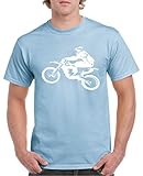 Comedy Shirts - Motorcross Motorrad - Herren T-Shirt - Hellblau/Weiss Gr. L